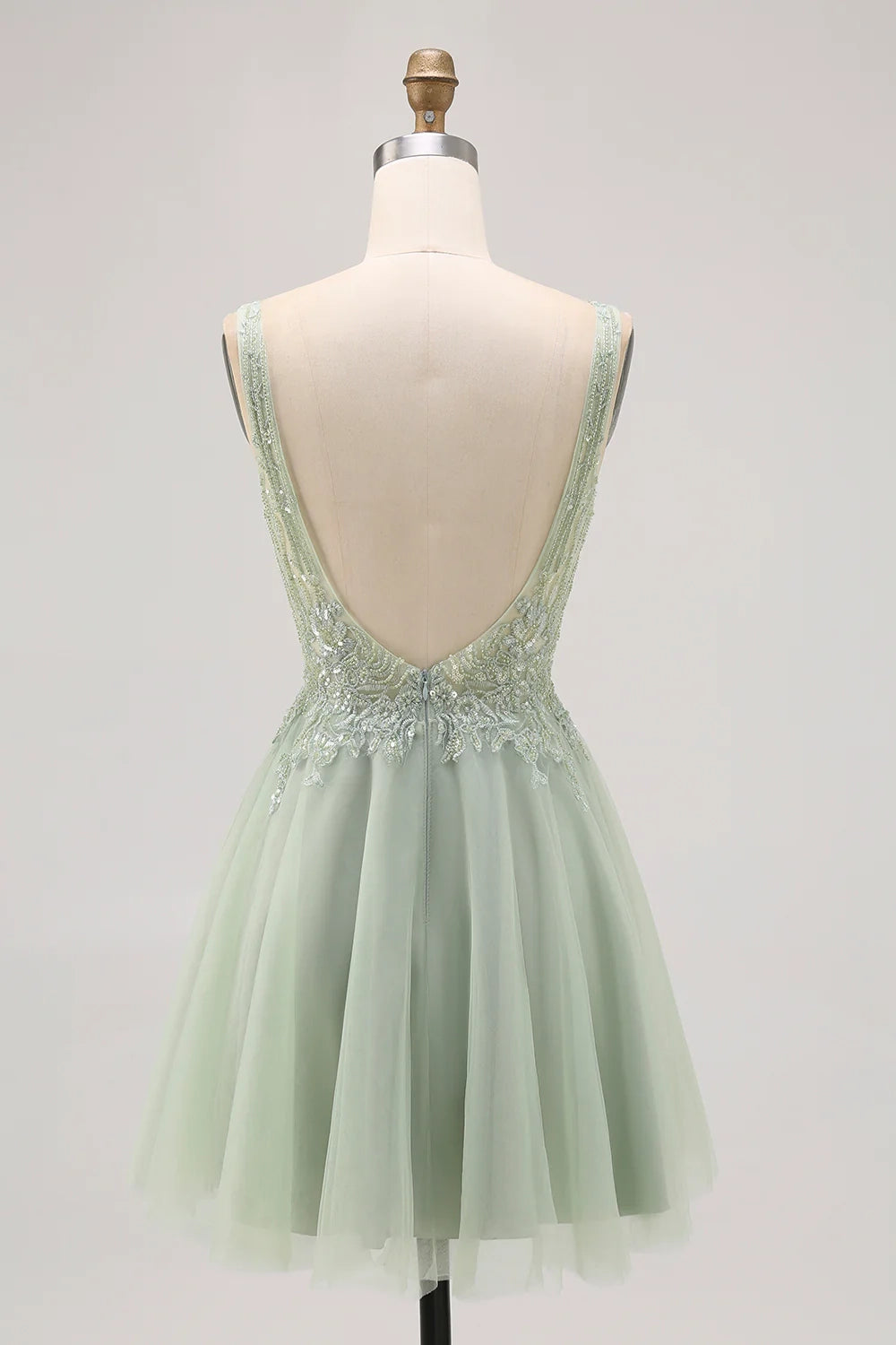 DingJi Wedding Elegant Shiny Chiffon V-neck Beaded Short Homecoming Dresses